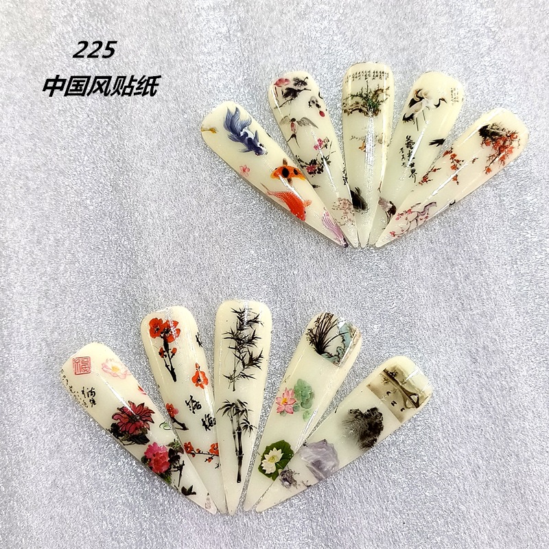 指甲贴新款中国风新年美甲贴纸DIY梅花美甲饰品背胶nail美甲贴花