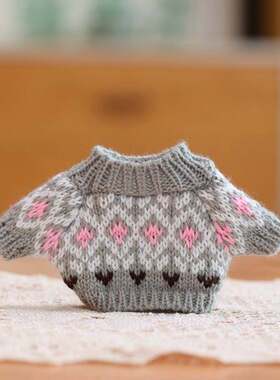 童灰色毛衣娃衣20cm棉花娃娃衣服玩偶公仔毛绒玩具针织换装配饰