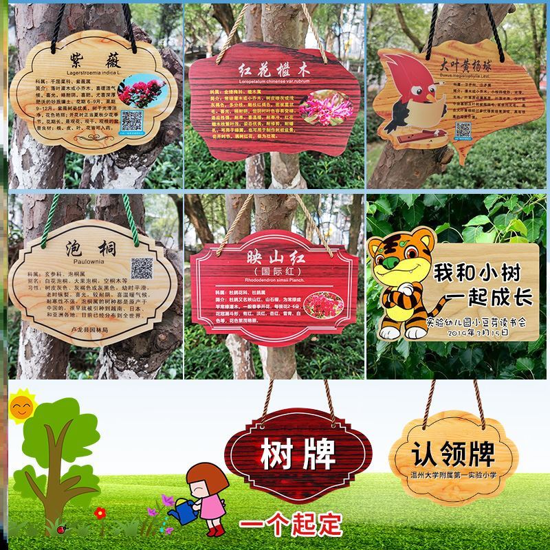 盆景介绍牌花圃插地牌物业广告牌园林树认养牌亚克力牌制作树名牌