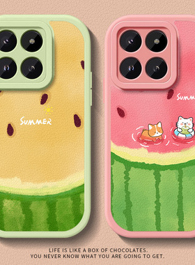 夏日西瓜适用小米15新款手机壳14硅胶14pro女生ultra超火红米k80简约k70好看note13pro绿色k60小众k40保护套