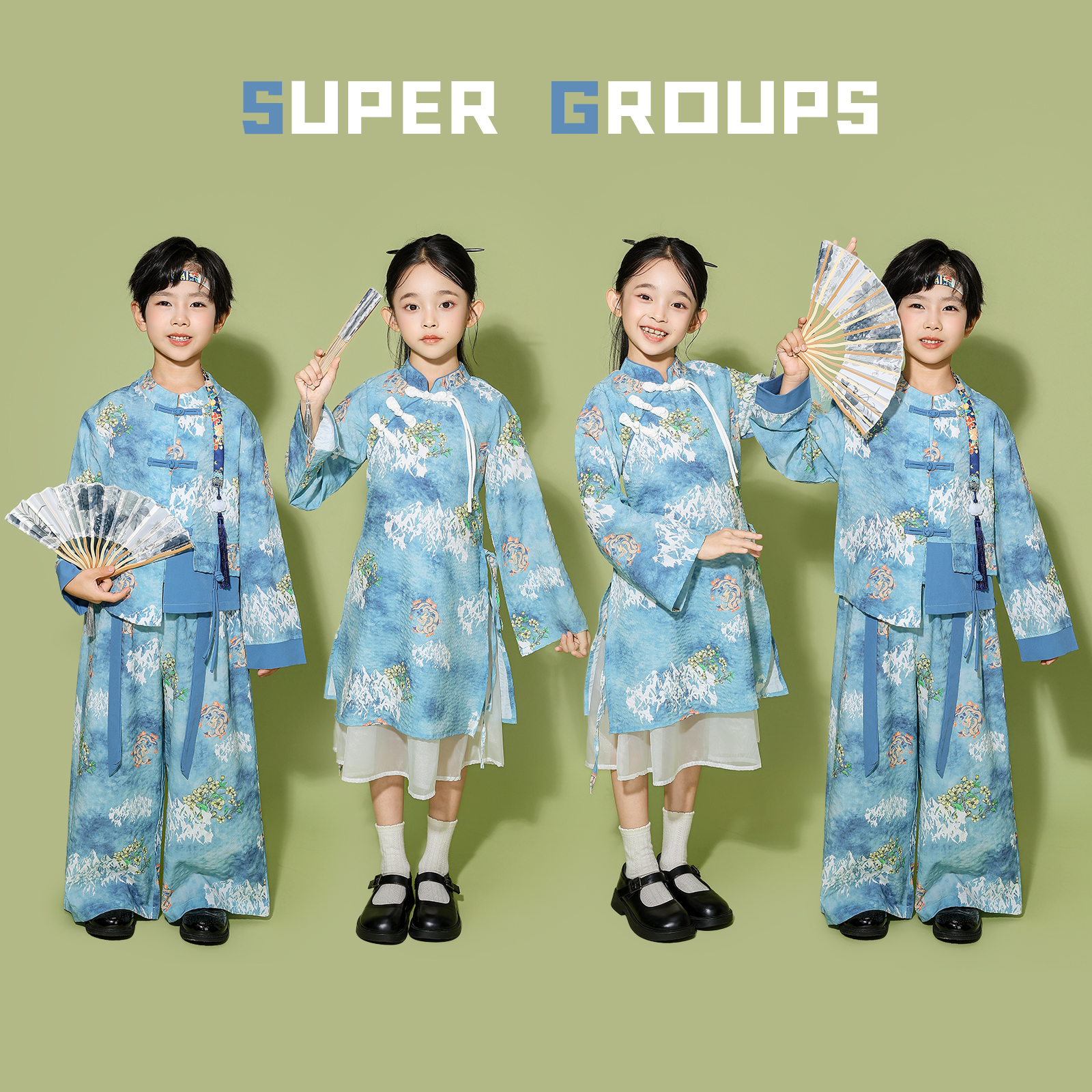 幼儿园汉服男童夏季小学生合唱舞蹈表演服装