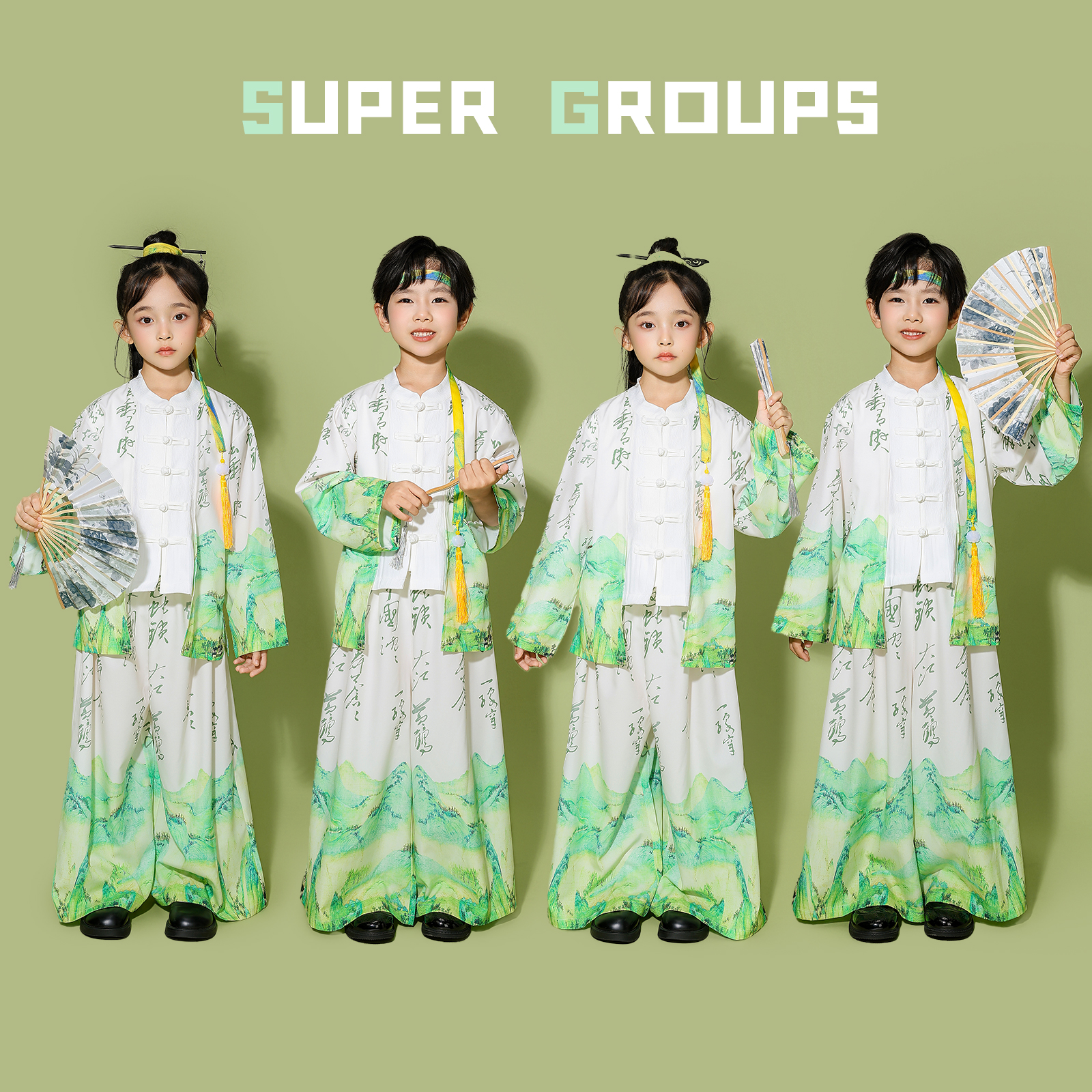 幼儿园汉服元旦表演服装小学生舞蹈合唱朗诵比赛儿童啦啦队演出服