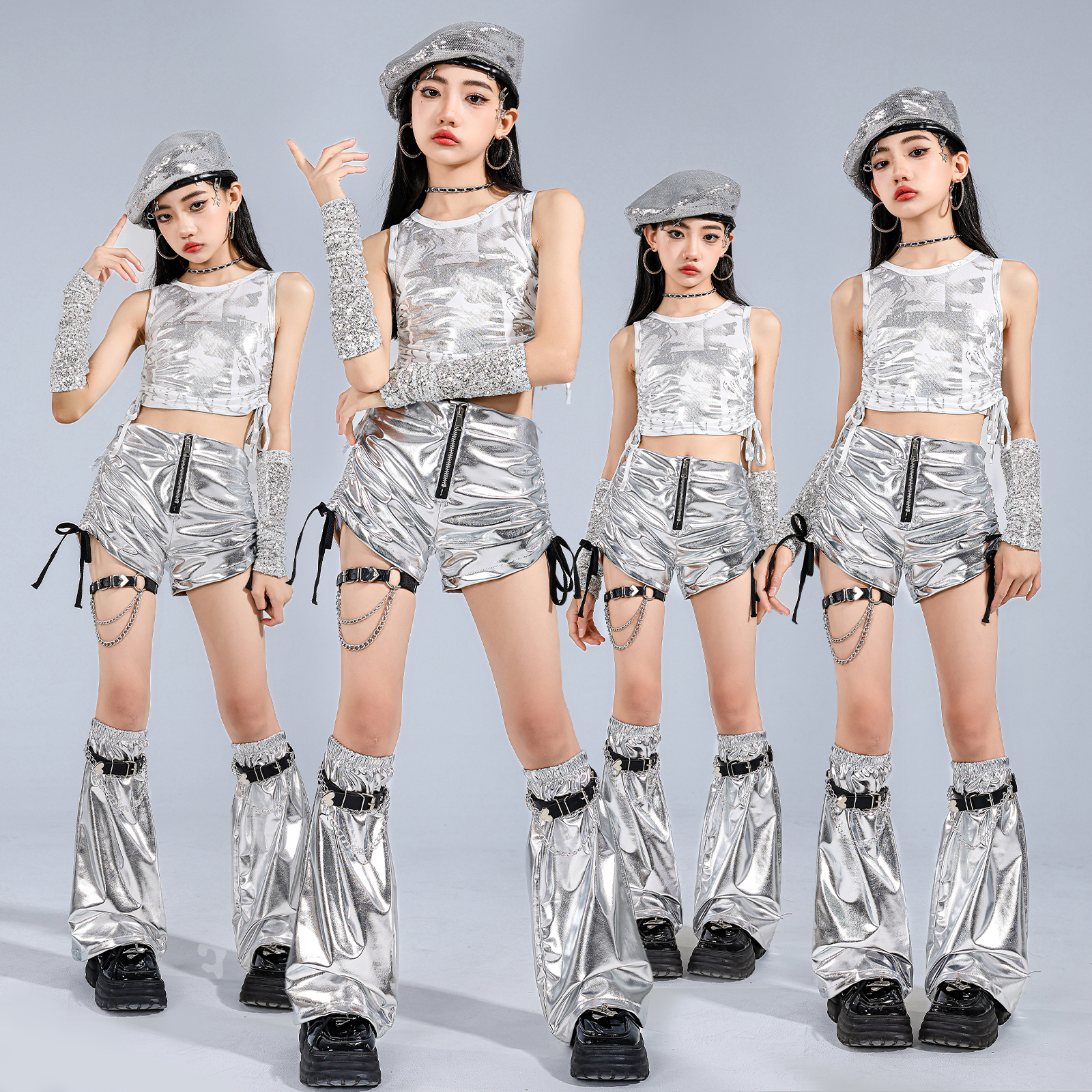 女童爵士舞服装套装潮儿童街舞潮服走秀演出服女团舞蹈少儿表演服
