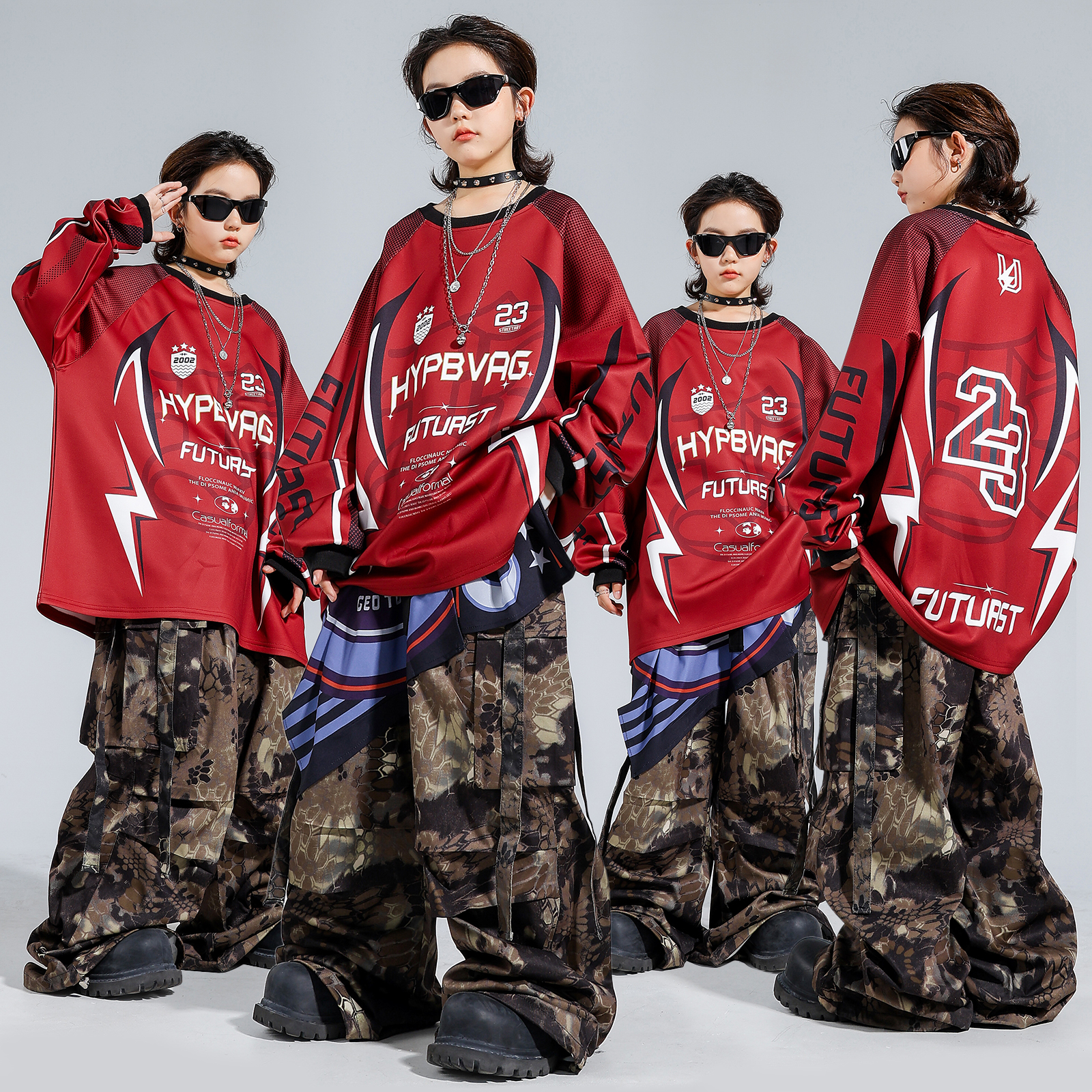 街舞儿童潮服男童嘻哈套装酷帅演出服女童爵士舞少儿hiphop表演服