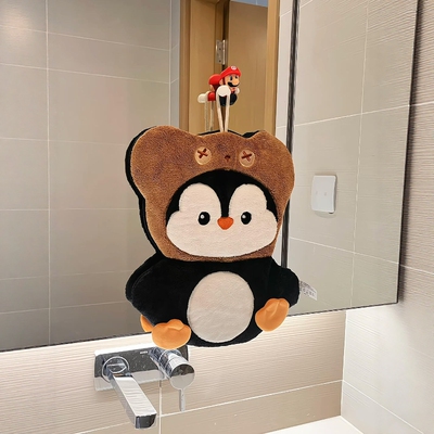 企鹅擦手巾挂式毛巾手布超强吸水加厚卫生间厨房手帕可爱高颜值