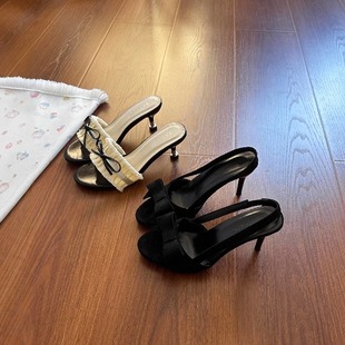 蝴蝶结凉鞋女夏外穿配裙子季厚底高跟凉鞋坡跟百搭不累脚增高女款