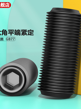 4.8级内六角细牙平端紧定国标GB77碳钢黑色无头螺钉机米螺丝M8M33