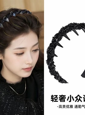 高级感珠珠发箍女波浪造型