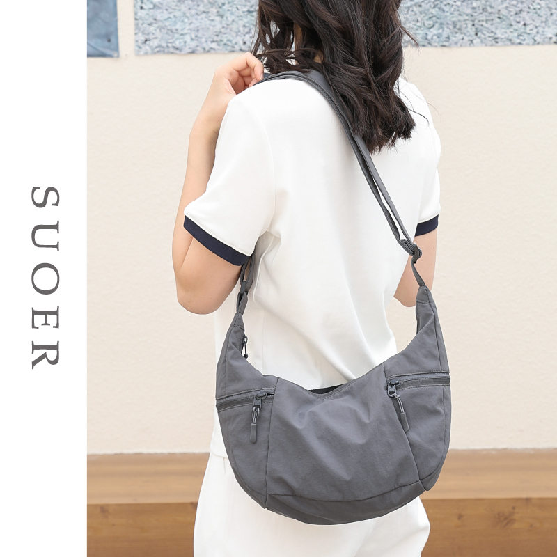 轻便尼龙帆布单肩斜挎包女饺子包