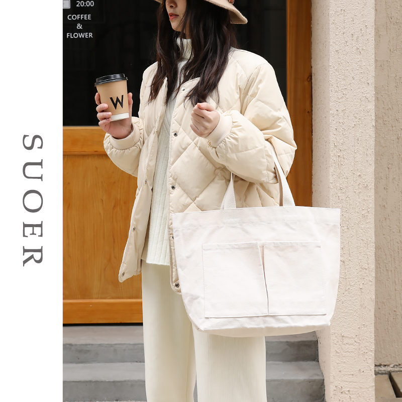 大容量托特包帆布手提包