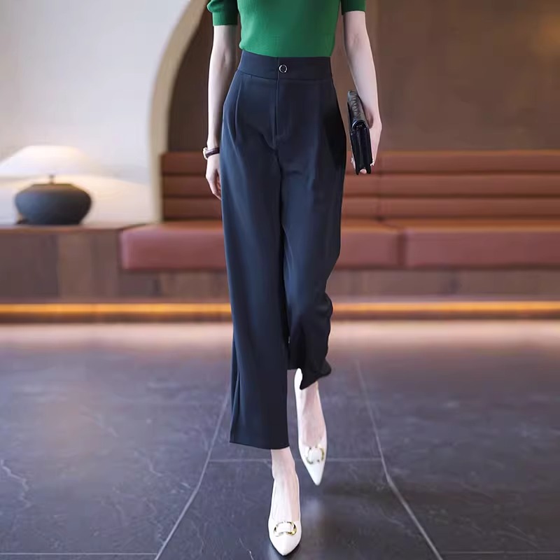 九分阔腿裤女2025新款夏季薄款裤子窄版直筒垂感宽松小个子休闲裤