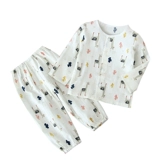 Детская летняя тонкая хлопковая марлевая пижама для мальчиков, короткий рукав