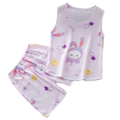 3D儿童睡衣夏季薄款背心套装棉绸