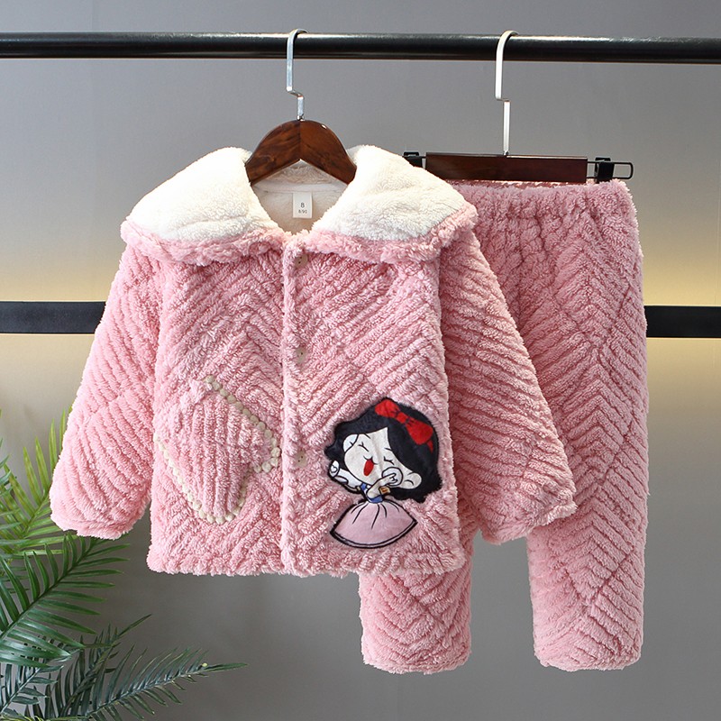 冬季可爱公主儿童睡衣法兰绒夹棉