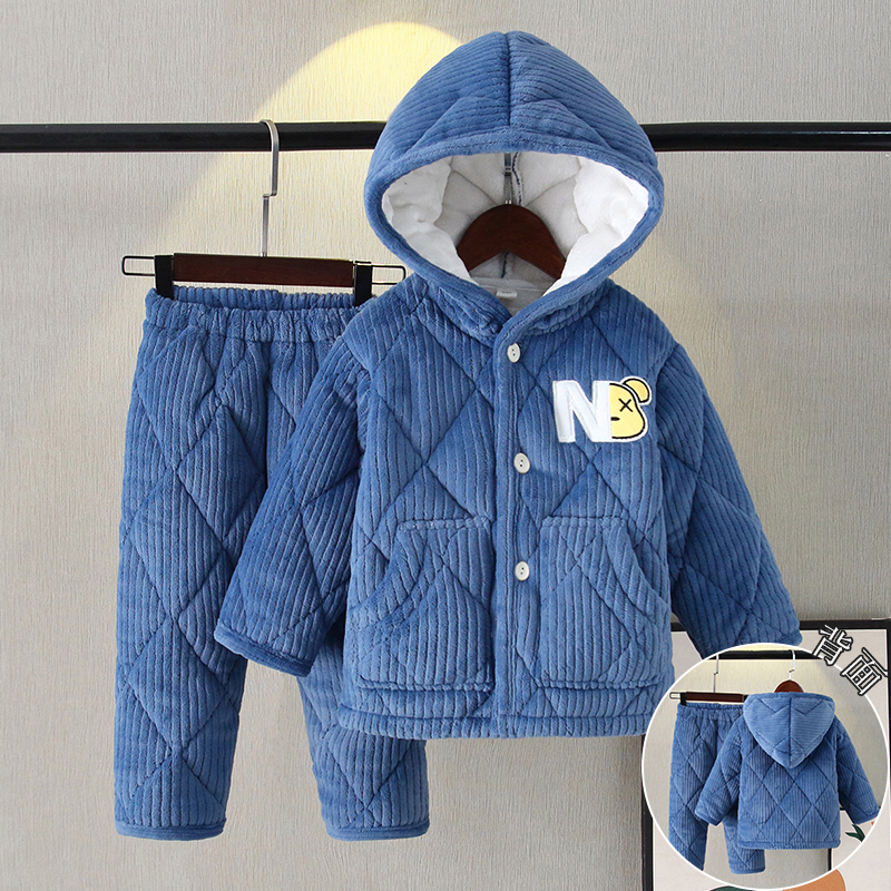 冬季三层加厚儿童睡衣