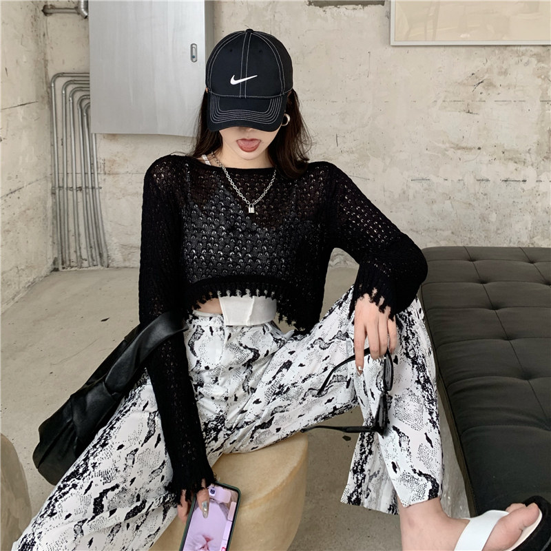 小香风豹纹阔腿拖地裤套装女秋季设计感小众防晒短款长袖衬衫上衣