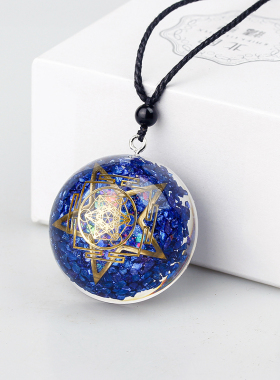 跨境新品Ogan奥天然水晶碎石滴胶Orgone Energy吊坠宝石瑜伽挂件