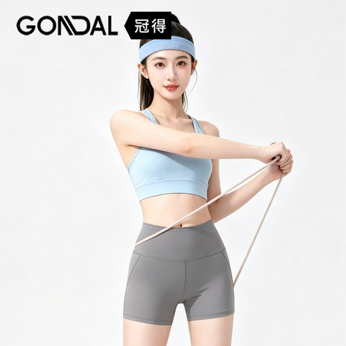 冠得女士瑜伽裤短裤夏天弹力运动裤健身高弹力裤子短款透气打底裤