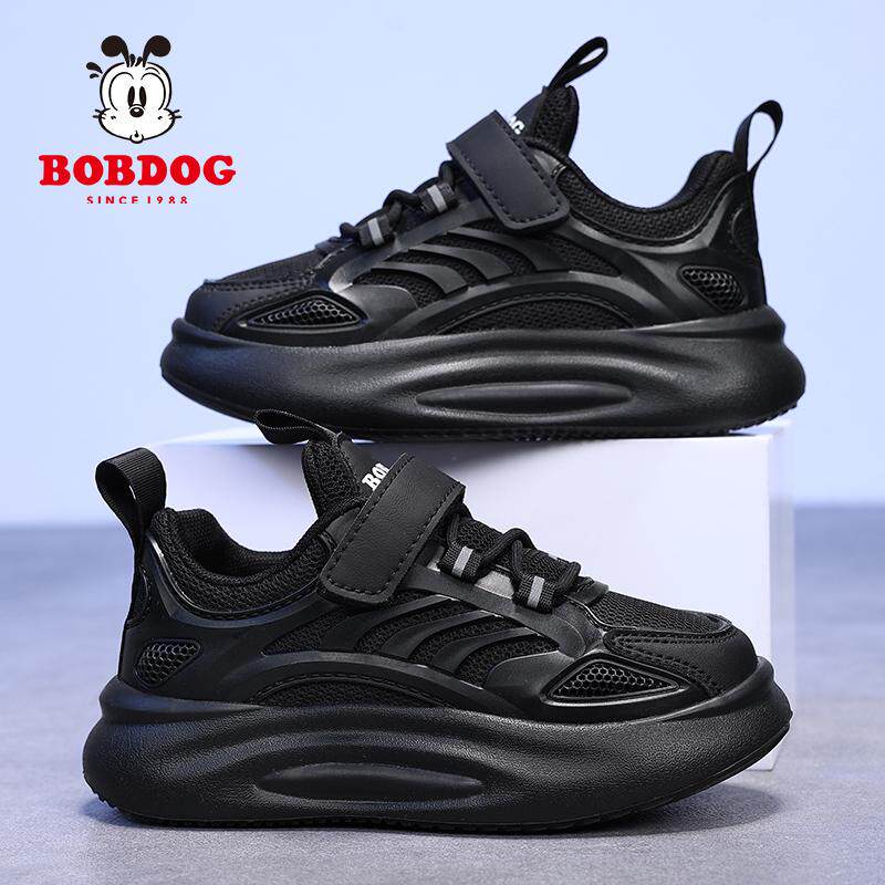 巴布豆春秋季黑色男童运动鞋网面透气儿童表演鞋男孩中大童跑步鞋