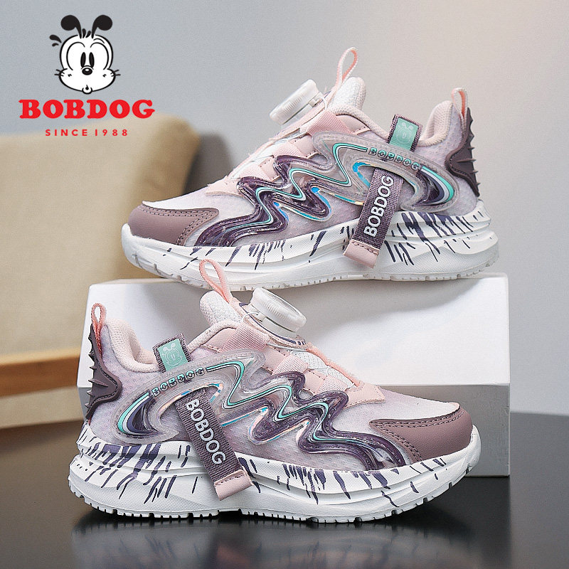 巴布豆春季新款女童运动鞋网面透气软底防滑儿童小女孩学生鞋百搭