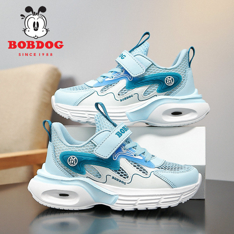 巴布豆夏季男童运动鞋单网镂空透气儿童中大童小学生宝宝跑步鞋子