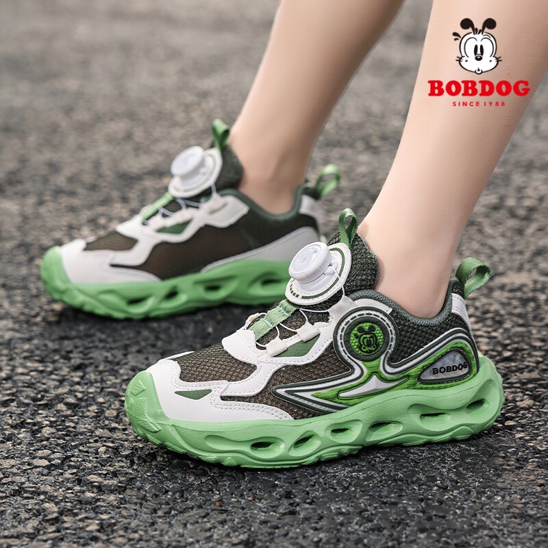 Bobdog/巴布豆春季男童运动鞋单网镂空儿童透网中大童户外跑步鞋
