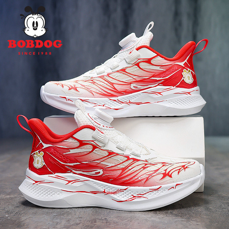 巴布豆春季新款男童运动鞋网面透气软底防滑儿童学生中大童跑步鞋