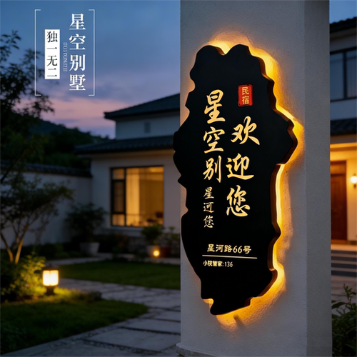 镂空铁艺门广告牌灯箱定制