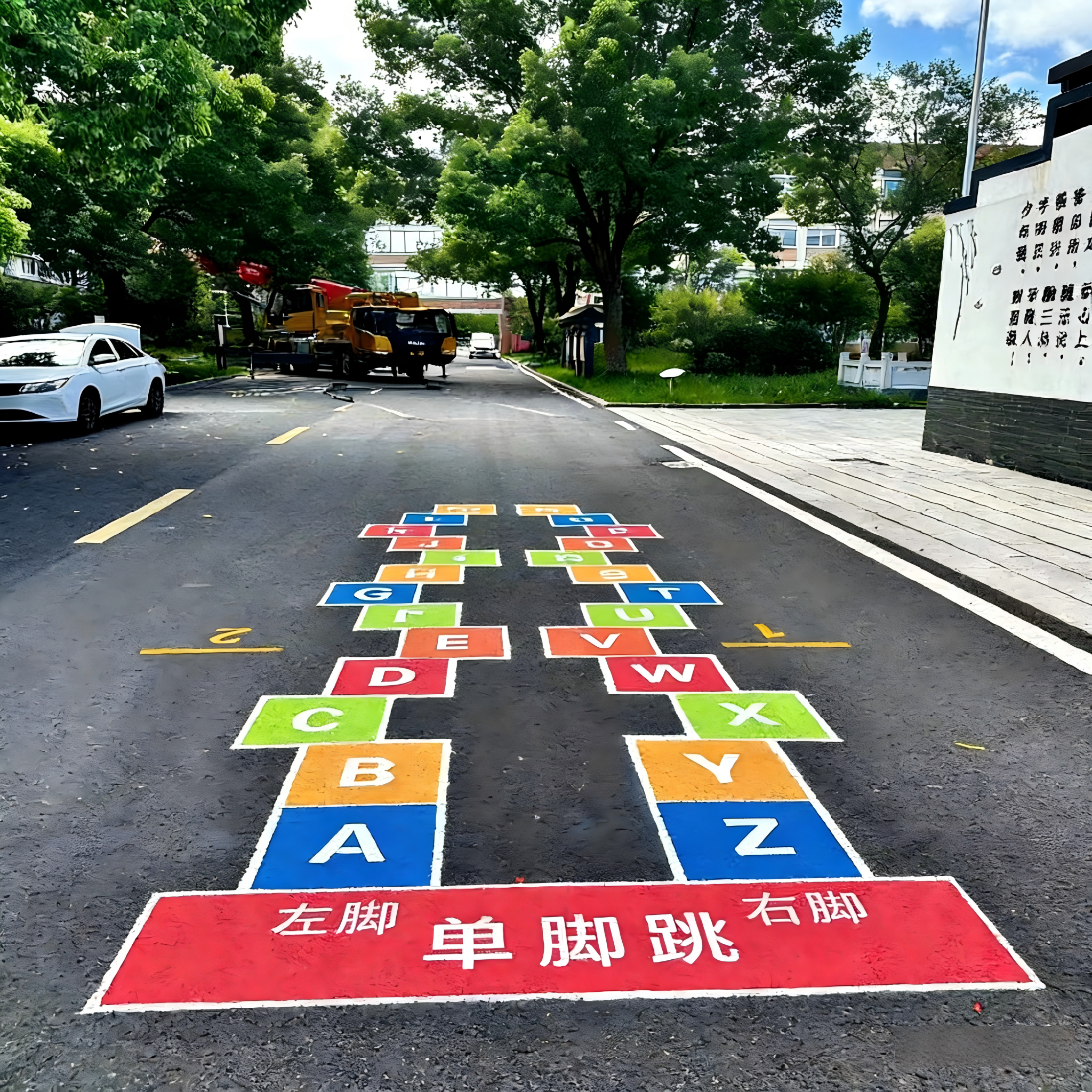 地面游戏彩绘镂空模板校园喷漆丢沙包立定跳远跳格子游戏模板定制