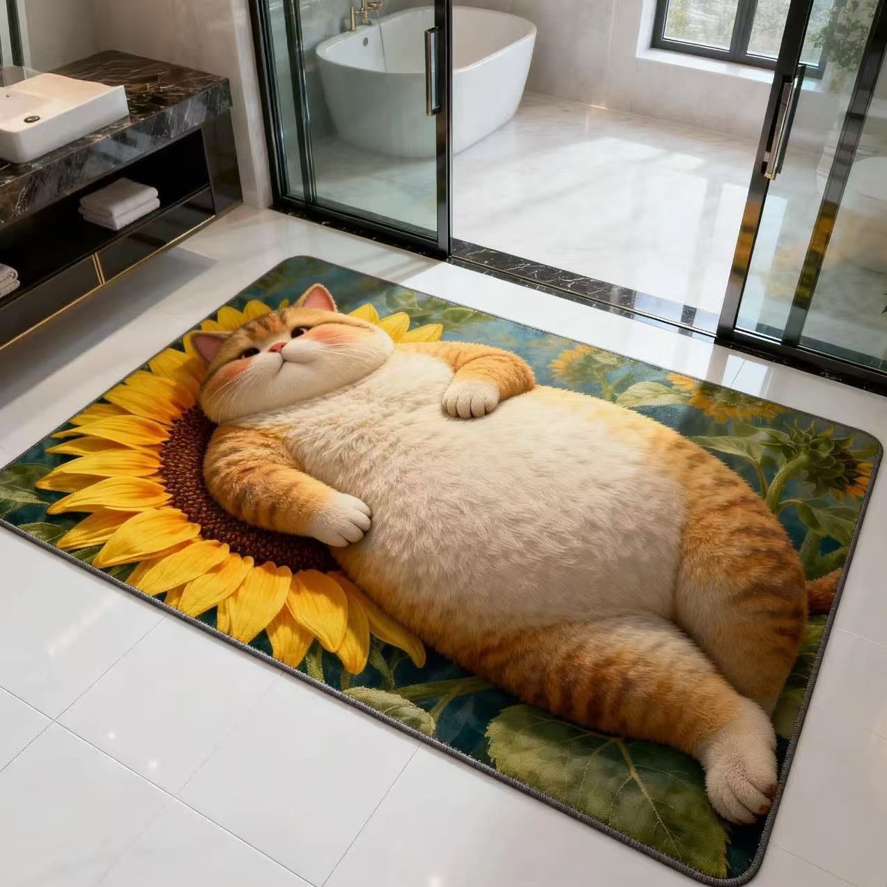 卡通3D立体猫咪硅藻泥地垫入户门地垫卫生间门口吸水速干防滑垫子