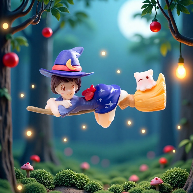 Mini Flying Witch Broom Halloween Decor