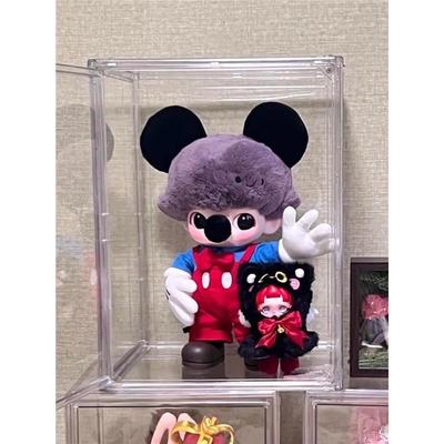泡泡玛特dimoo迪士尼搪胶展示盒透明防尘盲盒挂件手办展示柜