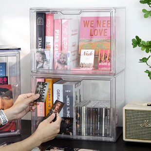 黑胶唱片卡带刘艳芳展示架柜压克力cd透明防尘碟片架子专辑收纳盒