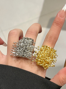 日系CoopKoop欧美重工小众设计烟花流苏戒指女轻奢高级感时尚