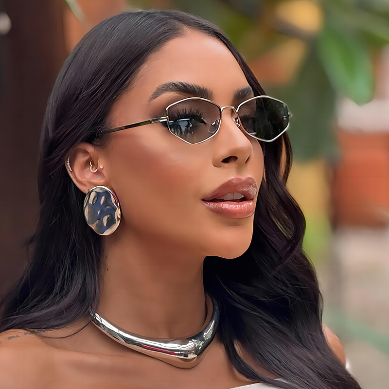 日系coopkoop新款时尚多边形金属防晒太阳镜 欧美ins个性墨镜