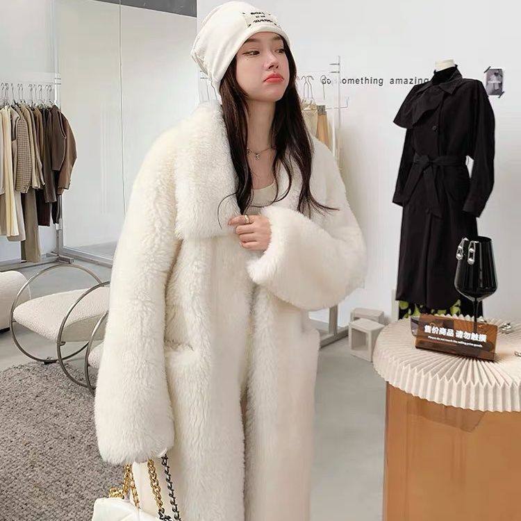 日系coopkoop澳洲托斯卡纳皮毛一体大衣翻领羊羔毛毛皮草外套女