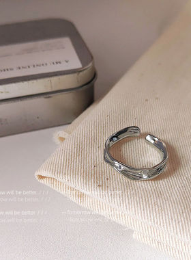 日系coopkoop不规则开口可调节纹理戒指女ins 冷淡风年新款指环