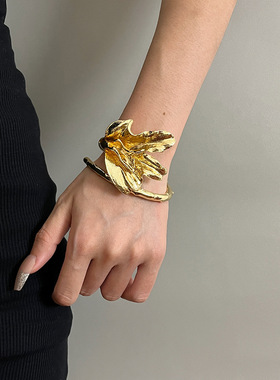 日系coopkoop欧美金属树叶手镯女小众设计感个性手环简约高级感