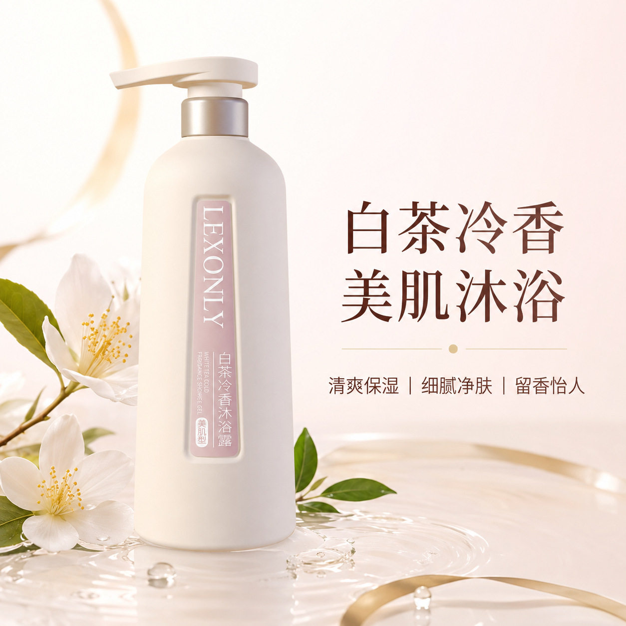 新款推荐白茶冷香沐浴露持久留香清洁补水保湿沐浴液