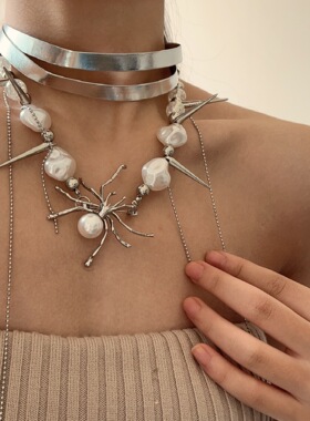 日系coopkoop异形蜘蛛朋克多层项链y2k亚文化女铆钉辣妹项圈