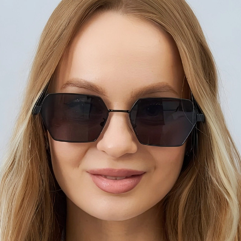 日系CoopKoop新款欧美高级感优雅细边多边形防紫外线太阳镜大脸