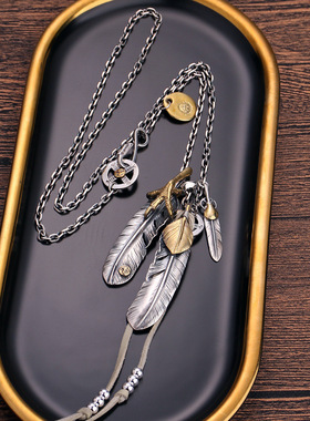 日系CoopKoopS925银复古太角链老鹰爪高桥吾郎风格套炼羽毛