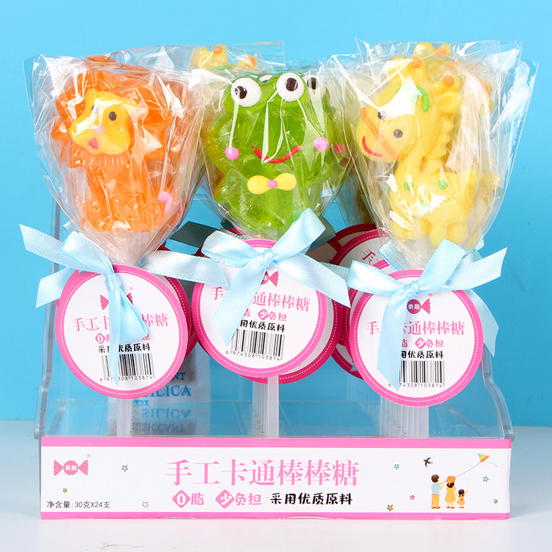 30克*24支典趣手工卡通系列棒棒糖整箱批儿童休闲小零食品糖批发