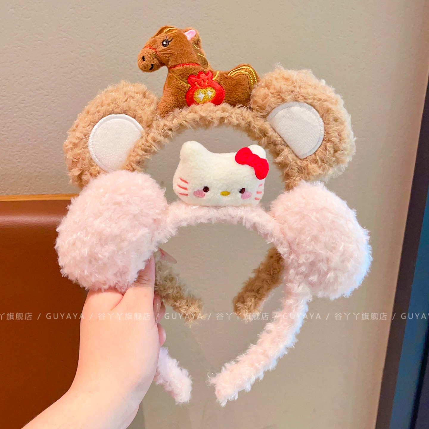 女童毛绒可爱熊耳发箍儿童不勒发