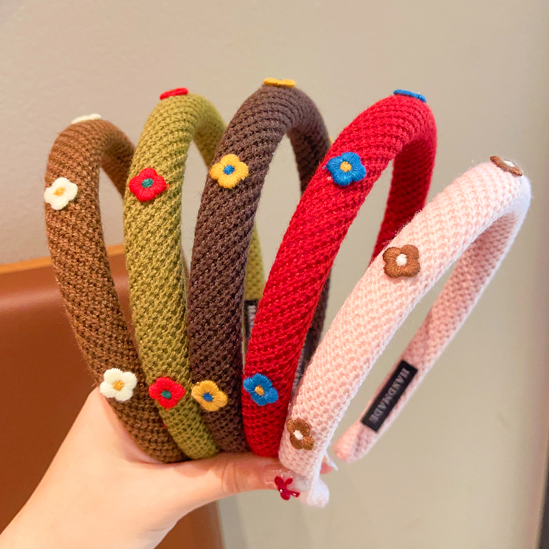 森系女童针织花朵头箍不勒头