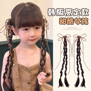 儿童假发辫子甜酷发夹头饰2025新款女童麻花辫蝴蝶结丝带发饰发卡