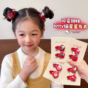 宝宝红色可爱发夹儿童2026新款过年卡通鸭嘴夹小女孩后脑勺碎发夹