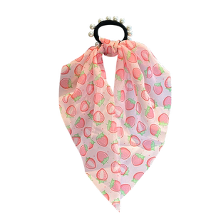 儿童库洛米碎花珍珠发圈小女孩高马尾编发飘带皮筋不伤发宝宝发饰