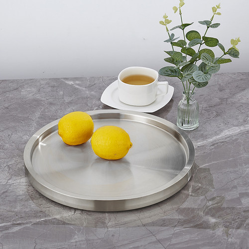 304不锈钢韩式圆形双层托盘