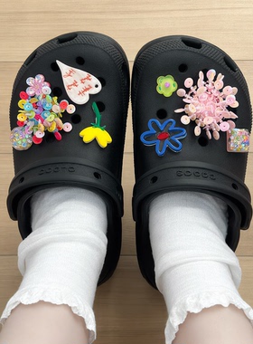 喜朵花簇彩色花朵立体洞洞鞋扣